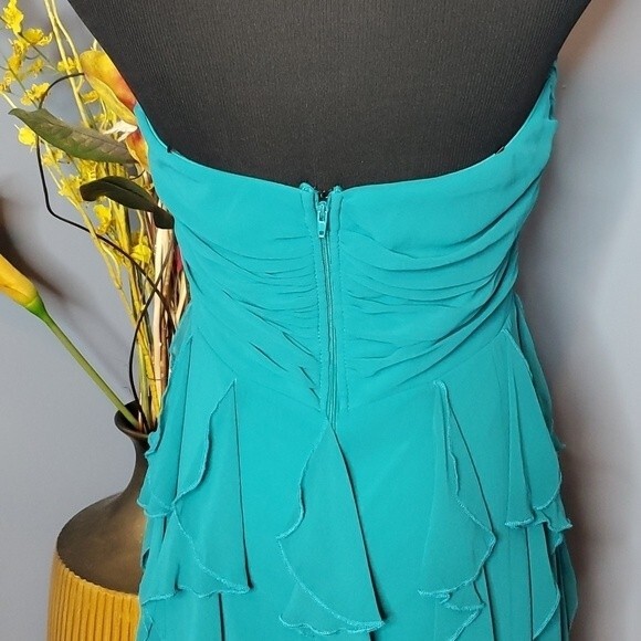 City Triangles Strapless Chiffon Ruffle Dress in Teal Size 15 NWT - Picture 9 of 15